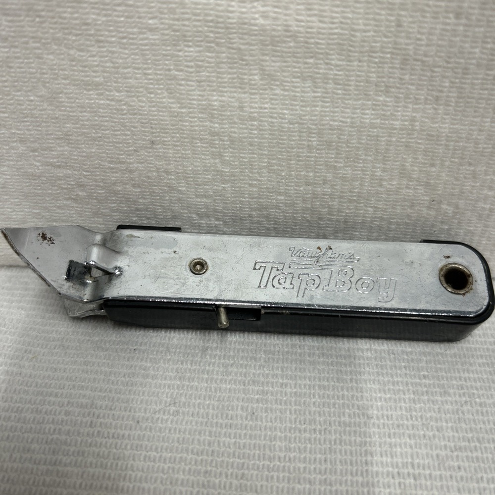 Vintage Vaughan's TAP BOY Beer Can Bottle Opener Corkscrew Black NICE